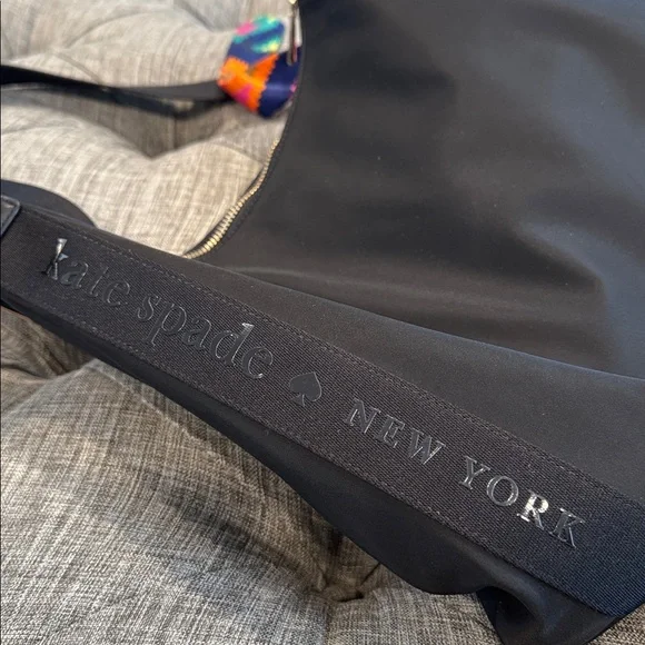 Kate Spade Carter Logo Large Black Nylon Hobo Crossbody - Picture 8 of 17